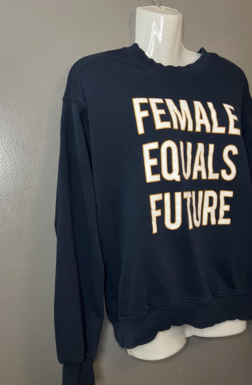 Female Equals Future H&M Divided Sweatshirt Womens Small Navy Graphic Crewneck - Picture 2 of 6